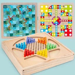 image-Four in One Wooden Classic Board Game Parent-child Game