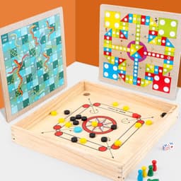 image-Four in One Wooden Classic Board Game Parent-child Game