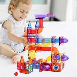 image-Magnetic Sheet Building Block Designer Magnet Maze Race Run Ball Marble Track Funnel Slide Brick Education DIY Toys For Children