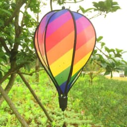 image-Outdoor Hot Air Balloon Pendant Wind-Turn Striped Hot Air Balloon Lantern
