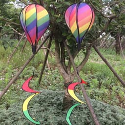 image-Outdoor Hot Air Balloon Pendant Wind-Turn Striped Hot Air Balloon Lantern