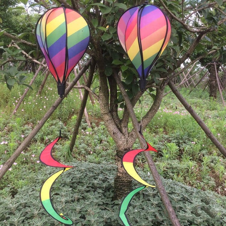image-Outdoor Hot Air Balloon Pendant Wind-Turn Striped Hot Air Balloon Lantern