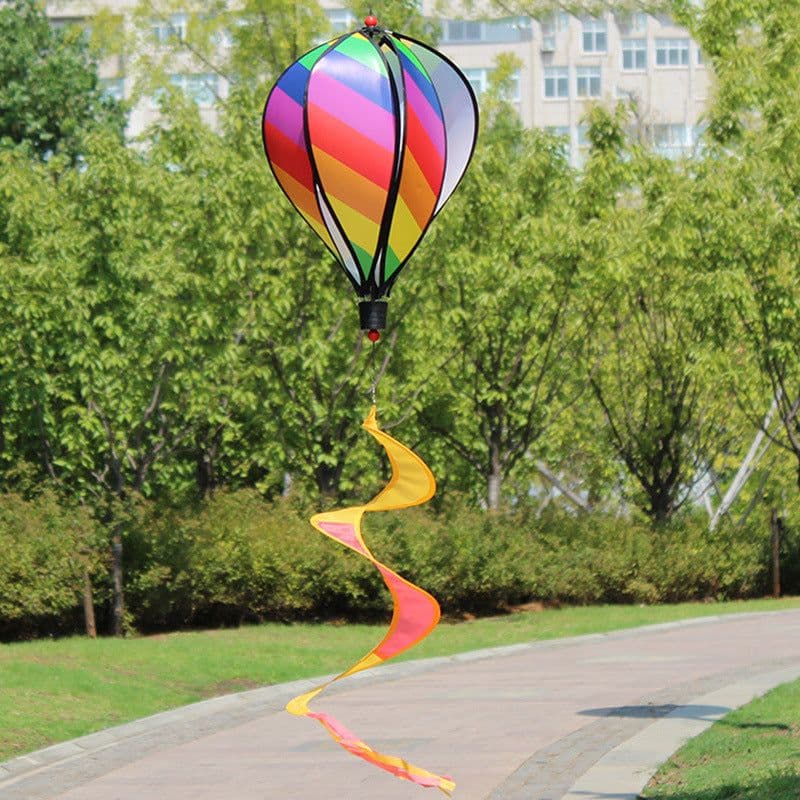 image-Outdoor Hot Air Balloon Pendant Wind-Turn Striped Hot Air Balloon Lantern