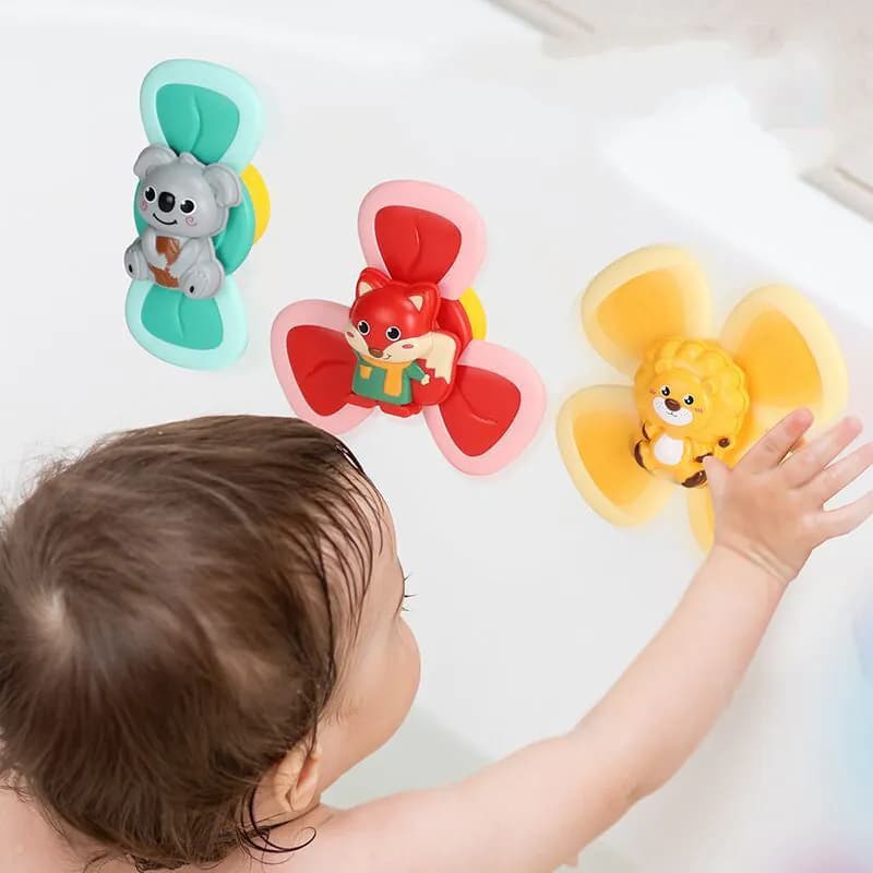 image-Spinning Top Baby Sucker Top Toy Creative Bath Swimming Water Toys Sucker Suction Cup Fun Game Baby Teether Toys