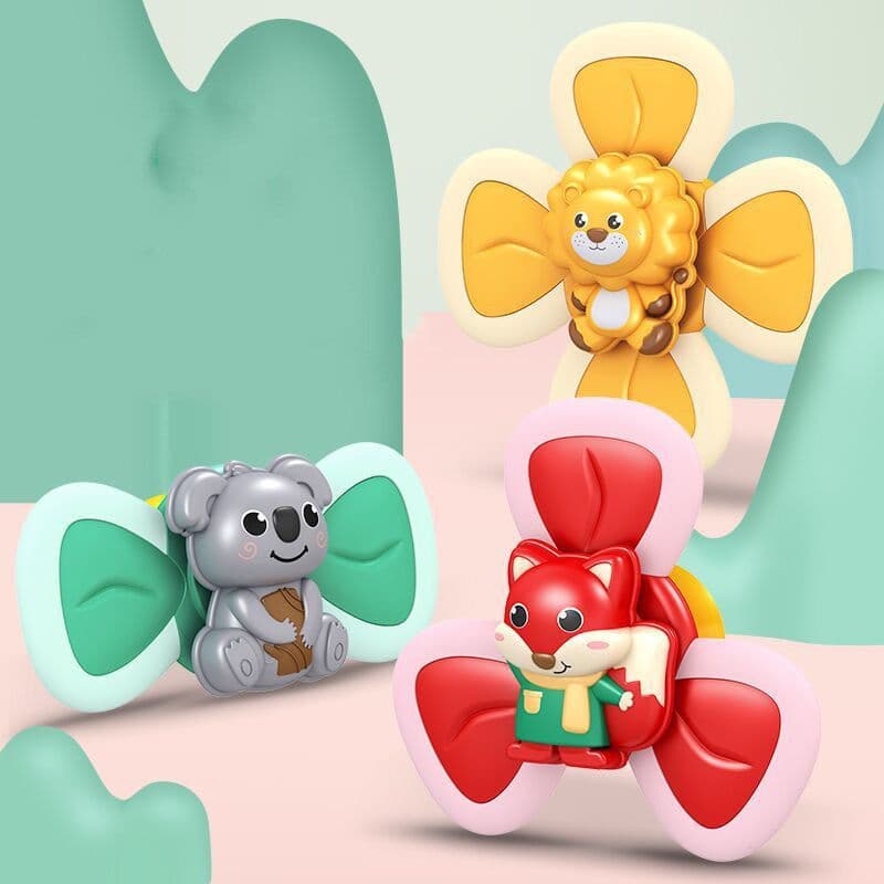 image-Spinning Top Baby Sucker Top Toy Creative Bath Swimming Water Toys Sucker Suction Cup Fun Game Baby Teether Toys