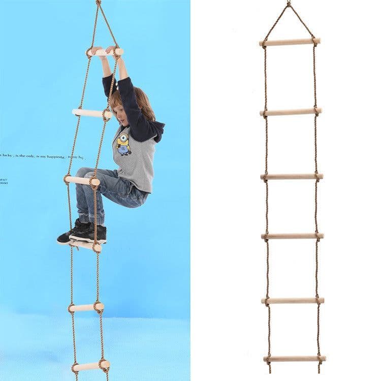 image-Childhood Fun Wooden Children Climbing Ladder Outdoor Sports Toys