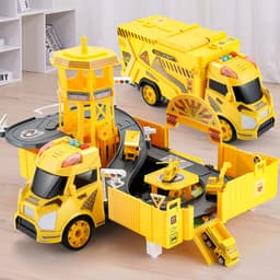 image-Children's Large Container Truck Simulation Deformed Alloy Car Set Deformed Car