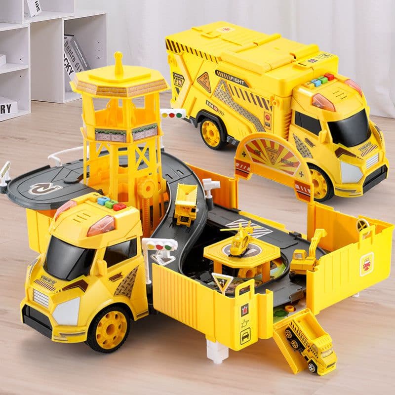 image-Children's Large Container Truck Simulation Deformed Alloy Car Set Deformed Car