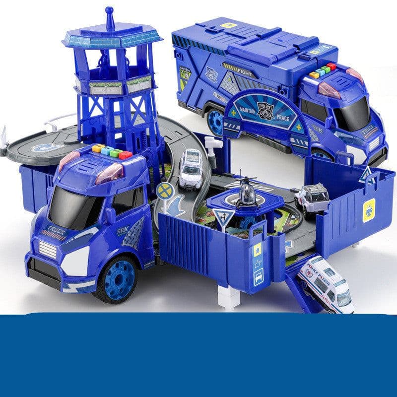 image-Children's Large Container Truck Simulation Deformed Alloy Car Set Deformed Car
