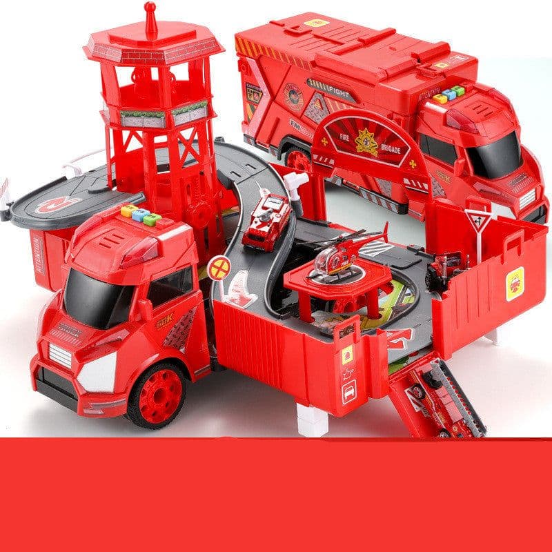 image-Children's Large Container Truck Simulation Deformed Alloy Car Set Deformed Car