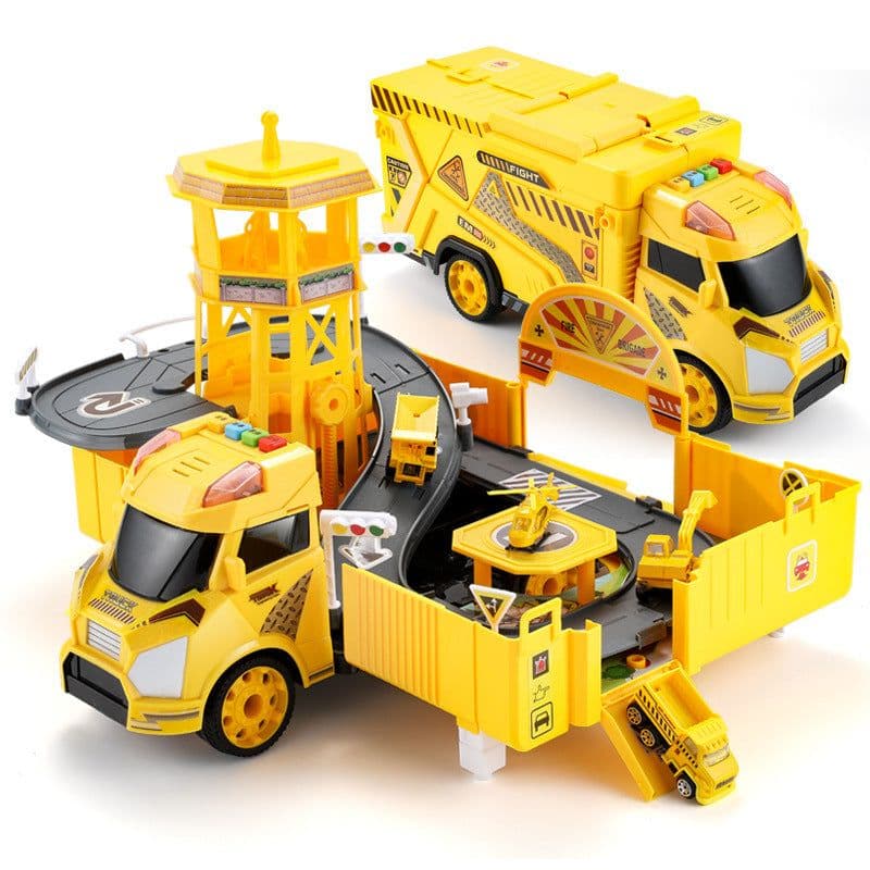 image-Children's Large Container Truck Simulation Deformed Alloy Car Set Deformed Car