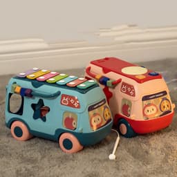 image-Puzzle Multifunctional Bus Knocking Piano Percussion Musical Instrument Eight-Tone Piano Toy