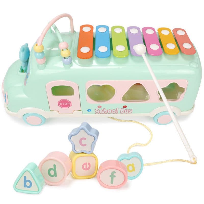 image-Puzzle Multifunctional Bus Knocking Piano Percussion Musical Instrument Eight-Tone Piano Toy
