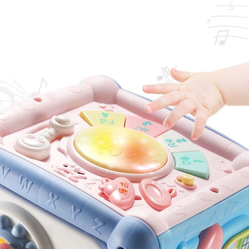 image-Baby Musical Box Toddler Funny Hand Drum Toy Baby Activity Cube Geometric Blocks