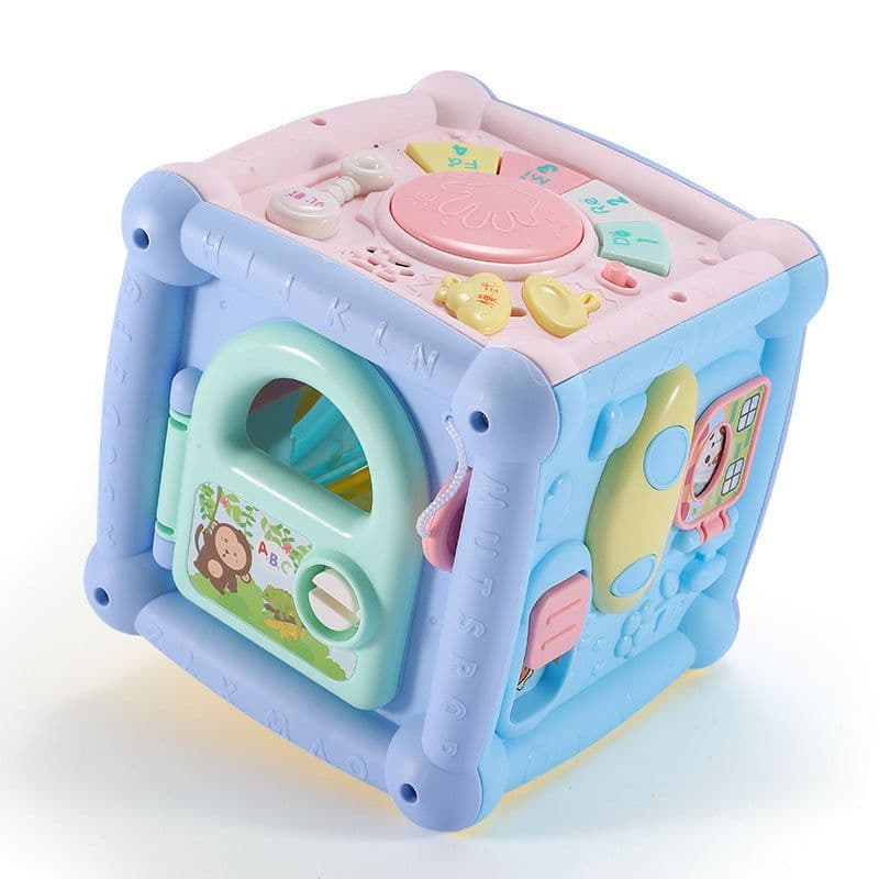 image-Baby Musical Box Toddler Funny Hand Drum Toy Baby Activity Cube Geometric Blocks