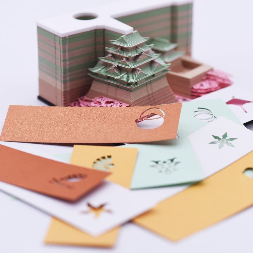 image-Memo Pad Nagoya Castle Tenshukaku Architectural Paper Sculpture Model