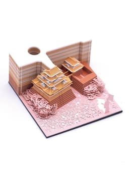image-Memo Pad Nagoya Castle Tenshukaku Architectural Paper Sculpture Model