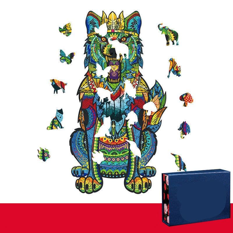 image-Lion Wolf Alien Irregular Three-dimensional Animal Jigsaw Wooden Jigsaw Puzzle