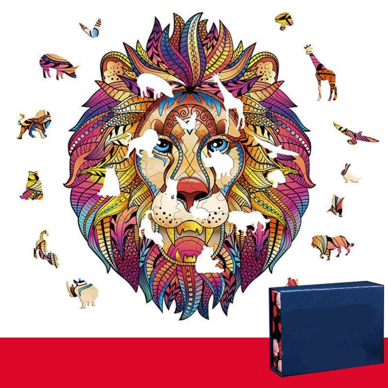 image-Lion Wolf Alien Irregular Three-dimensional Animal Jigsaw Wooden Jigsaw Puzzle
