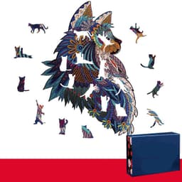 image-Lion Wolf Alien Irregular Three-dimensional Animal Jigsaw Wooden Jigsaw Puzzle