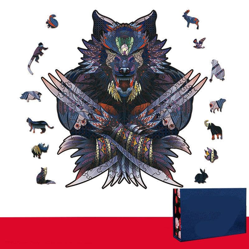 image-Lion Wolf Alien Irregular Three-dimensional Animal Jigsaw Wooden Jigsaw Puzzle