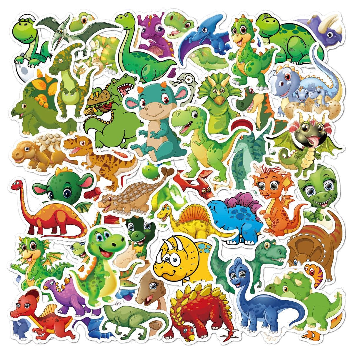 image-Cross-border 50 Dinosaur Series Tyrannosaurus Children Graffiti Stickers Personalized Cartoon Suitcase Skateboard Computer Stickers