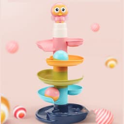 image-Baby Puzzle Fun Track Sliding Ball Tower Building Block Toy