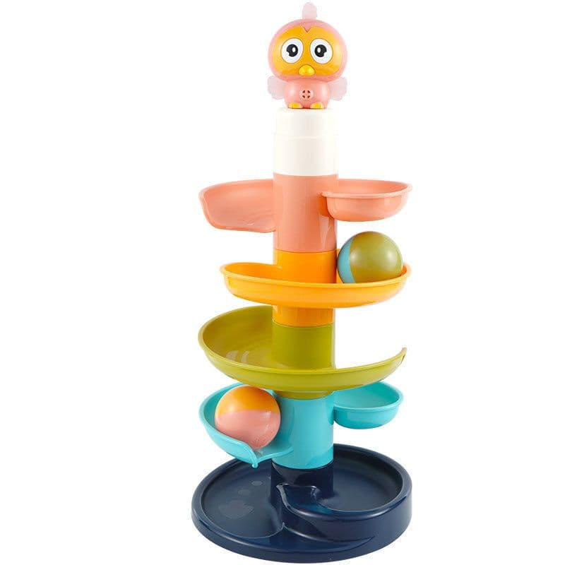 image-Baby Puzzle Fun Track Sliding Ball Tower Building Block Toy