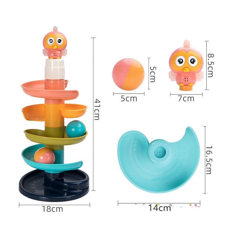 image-Baby Puzzle Fun Track Sliding Ball Tower Building Block Toy