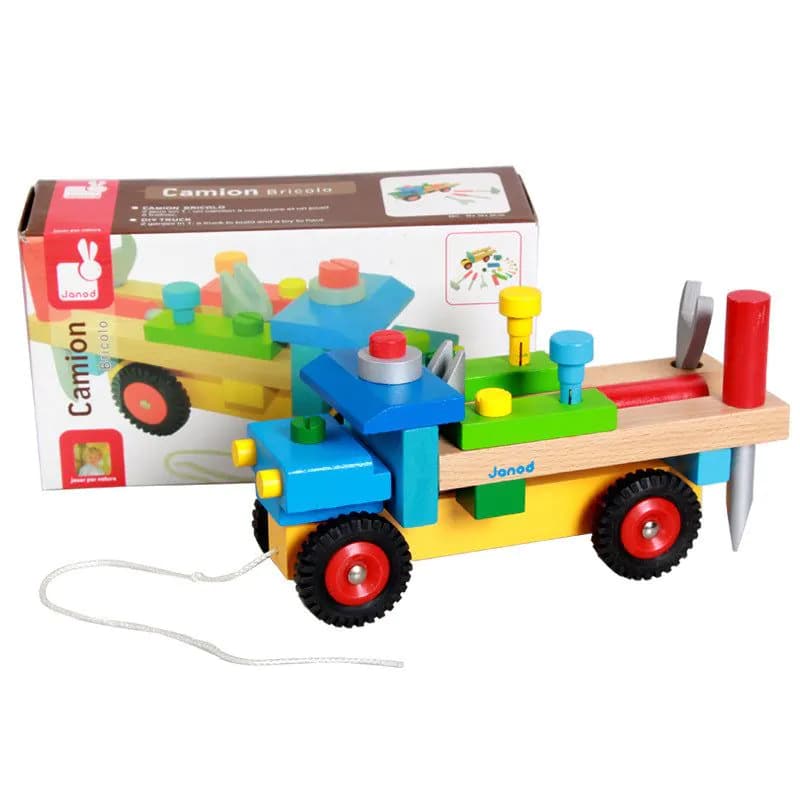 image-French Janod Tool Toy Car Children's Hand-Assembled Car Educational Toy