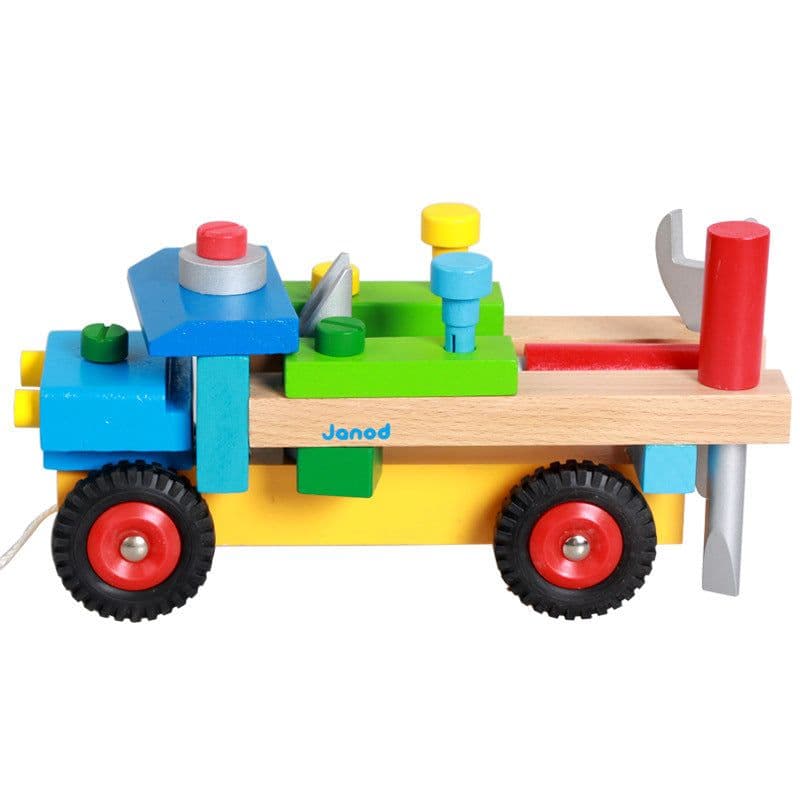 image-French Janod Tool Toy Car Children's Hand-Assembled Car Educational Toy