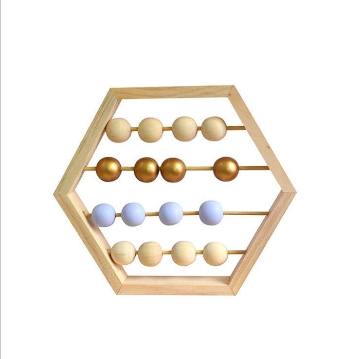 image-Hexagonal Wooden Abacus Beads Early Childhood Education Toys