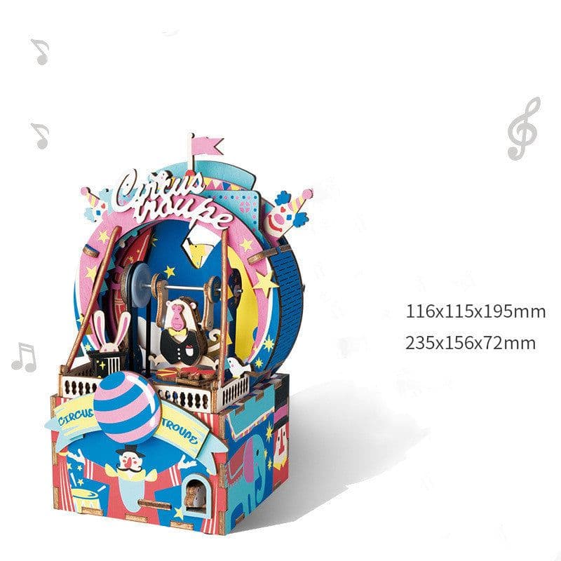 image-Gift Diy Hand-Assembled Cottage Music Box Ferris Wheel Rotating Music Box Model