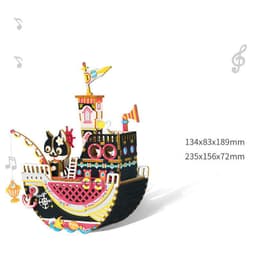 image-Gift Diy Hand-Assembled Cottage Music Box Ferris Wheel Rotating Music Box Model