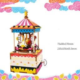 image-Gift Diy Hand-Assembled Cottage Music Box Ferris Wheel Rotating Music Box Model