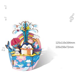 image-Gift Diy Hand-Assembled Cottage Music Box Ferris Wheel Rotating Music Box Model