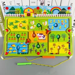 image-Wooden Large Magnetic Pen Maze Magnetic Ball Rolling Children'S Early Education Educational Toys Logical Thinking Intelligence Development