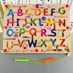 image-Wooden Large Magnetic Pen Maze Magnetic Ball Rolling Children'S Early Education Educational Toys Logical Thinking Intelligence Development