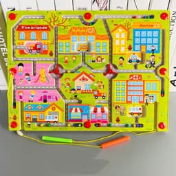image-Wooden Large Magnetic Pen Maze Magnetic Ball Rolling Children'S Early Education Educational Toys Logical Thinking Intelligence Development