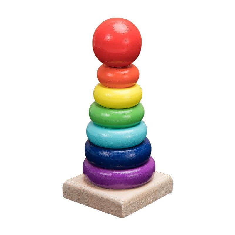 image-Wooden Toys Rattles Educational Toy Rainbow Blocks Montessori Baby Colorful Kids Music