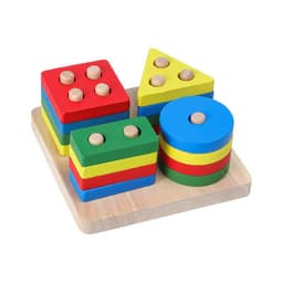 image-Wooden Toys Rattles Educational Toy Rainbow Blocks Montessori Baby Colorful Kids Music