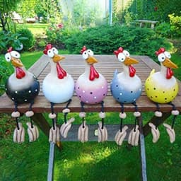 image-Yard Art Decor Chicken Garden Lawn Plug Hen Rooster Ornaments Hens Bird Statues Edge Seater Indoor Outdoor Decorations