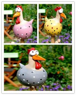 image-Yard Art Decor Chicken Garden Lawn Plug Hen Rooster Ornaments Hens Bird Statues Edge Seater Indoor Outdoor Decorations