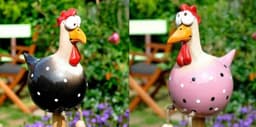 image-Yard Art Decor Chicken Garden Lawn Plug Hen Rooster Ornaments Hens Bird Statues Edge Seater Indoor Outdoor Decorations