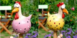 image-Yard Art Decor Chicken Garden Lawn Plug Hen Rooster Ornaments Hens Bird Statues Edge Seater Indoor Outdoor Decorations