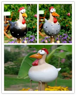 image-Yard Art Decor Chicken Garden Lawn Plug Hen Rooster Ornaments Hens Bird Statues Edge Seater Indoor Outdoor Decorations