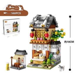 image-Building Blocks Chinese Culture Theme Assembled Building Blocks Small Particles Street View Building Blocks Children'S Educational Toys