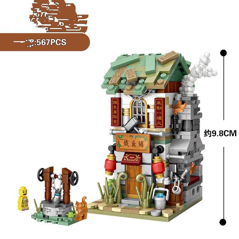 image-Building Blocks Chinese Culture Theme Assembled Building Blocks Small Particles Street View Building Blocks Children'S Educational Toys