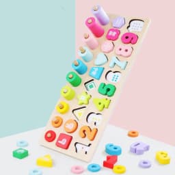image-Number Puzzle Shape Matching Puzzle Wooden Teaching Aid Teaching Toy Puzzle