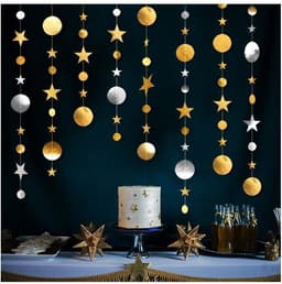 image-Eid Muabrak Decoration 4M Gold Black Paper Garland
